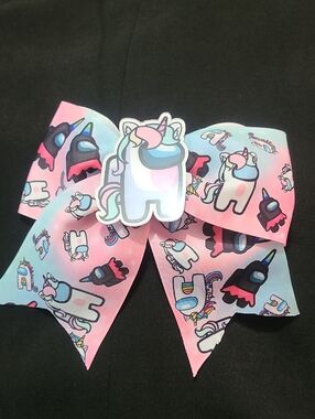 Pink Unicorn Among Us Kids Hair Bow